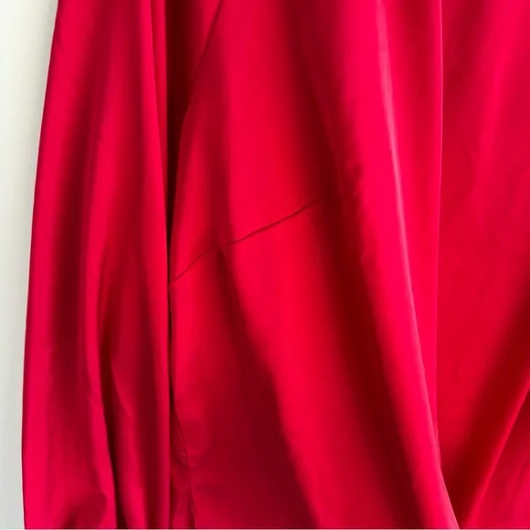 ELOQUII Satin Blouse Size 16 Balloon Sleeve Tie Back Red Holiday Party Top Plus - Picture 9 of 16